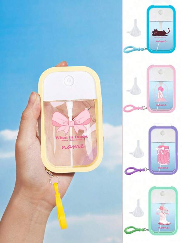 1 pieza Botella de agua con pulverizador tipo tarjeta transparente personalizable, botella de spray recargable de tamaño de viaje para humectar, regalo de cumpleaños/festivo para familiares y amigos, adecuada para 50ml, botella recargable para perfumes/maquillaje con embudo pequeño