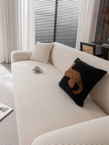 1pc Jacquard Solid Color Stretchy Full Coverage Sofa Slipcover, Simple Style Pet Friendly Anti-Slip Anti-Dirt Anti-Scratch, Suitable For All Seasons Spring Summer Autumn Winter, Machine Washable, Holiday And New Home Decor Sofa Cover