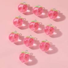 10pcs Cute Sweet Pink Peach Pendant, Suitable For Princess Style Earrings, Bracelets, Necklaces, Phone Chains And Other Accessories - Pink - View 16