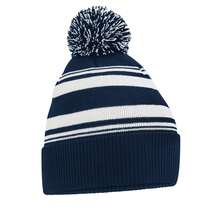 Beechfield Fan Striped Beanie (French Navy/White) - Navy Blue - View 1