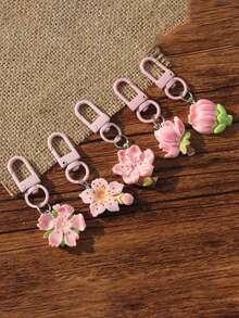 5个彩色透明小花钥匙扣，可爱钥匙圈包包挂饰，适用于耳机包、汽车配件、学校哥特风Y2K圣诞礼物创意包包配件挂绳带证件夹汽车配件包包挂饰汽车配件老师朋友姐妹