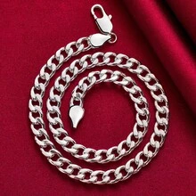 Charm Silver 10MM Men Necklace Side Chain Atmospheric Jewelry Statement Necklace - Silver - View 3