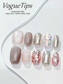 10 件短款芭蕾舞者指甲 XS/S/M/L，纯手工高端创意莲花城原创指甲，易于佩戴，可爱指甲宝石美甲