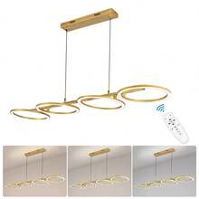 Modern Pendant Chandelier 60w 3 In 1 Luxury 4 Rings With Control - 金色 - 查看 1