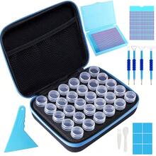 Caixas de Armazenamento de Pintura Diamantada Azul, Caixa de Armazenamento de Contas com 30 Slots, Kit de Acessórios e Ferramentas para Arte Diamantada 5D - Azul - Visão 9