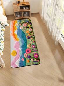 1pc Faux Wool Floral & Landscape Print Area Rug, Soft & Comfortable Machine Washable, Suitable For Bedside, Entryway, Kitchen, Bathroom And More Scenarios. (Slight Difference In Size Between Small And Large, But No Impact On Aesthetics) - Multicolor - View 16