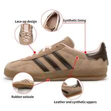 Adidas Originals Giày thể thao trong nhà Adidas Gazelle Unisex, giày thể thao thường ngày thoải mái và nhẹ. - Các tông màu vàng/nâu/hồng nhạt - Xem 2