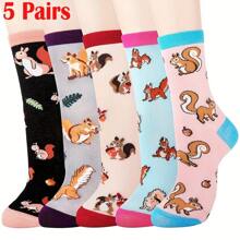 5 pares de calcetines de media caña para mujer con diseño de ardilla, un regalo perfecto de calcetines lindos de ardilla para mujeres, regalos novedosos para abuela, mamá, novia, calcetines cómodos para mujeres, hombres y adolescentes, calcetines divertidos con motivos de animales, calcetines de fiesta de animales, regalos para amantes de las ardillas