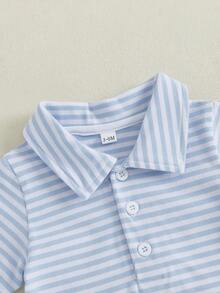 Conjunto de golf para bebé niño, mono de manga corta con bordado de palos de golf, ropa de verano bonita para recién nacido de 0 a 18 meses - Azul - Ver 5