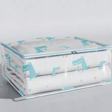 1pc Printed Transparent Clothes Storage Bag With Crocodile Design, Foldable Comforter Storage Case For Clothes, Bedding And Household Items, Ideal Mother's Day Gift