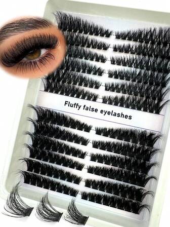 5D Fluffy Faux Mink Lashes, DD/D/C Curl, 10-18mm Long, High Density Volume Lash Extensions, Divided Into Left+Right, Suitable For Pairs, 12 Rows Pre-Fanned Lightweight And Soft Lash Set, Comfortable To Wear, Elongate Eyes, Suitable For Daily Life, Wedding, Date, Party, Music Festival, Halloweenlash Clusters,Eyelash Clusters,Individual Eyelashes,Lashes,Fake Lashes