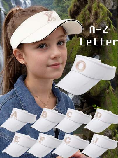 1顶A-Z可调节通用白色纯色透气遮阳帽，夏季透气遮阳帽，运动旅行