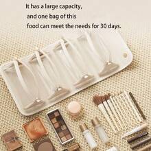 Beige Foldable & Detachable Cosmetic Bag, All-Season Compact Makeup Pouch, Large Capacity 4-In-1 Travel & Outdoor Toiletry Bag, High-End & Waterproof Graduation - White - View 7