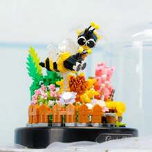 Miniature Building Block Flowers With Dust Cover Mini Everlasting Bouquet Assembly Toys Adult Building Block Decoration Romantic Gift