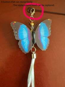 1pc Butterfly Shaped Cat Teaser Wand, Elastic Steel Rod With 3 Color Options, Cat Interactive Toy With Small Bell, Toys For Cat Training & Entertainment, Home & Outdoor Pet Supplies