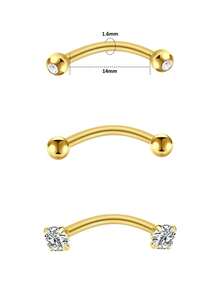 3 chiếc khuyên rốn nhỏ bằng thép không gỉ 316L 14G dành cho nữ, khuyên rốn nhỏ bằng thép không gỉ, trang sức xỏ khuyên Rook, khuyên lông mày, khuyên cong không gây dị ứng, 6/8/10/12/14/16/18mm - Nhiều màu - Xem 13