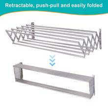 Wäscheständer Wandmontage ausziehbar Wandwäschetrockner Klapptrockner Wäschetrockner Teleskop Edelstahl Wandmontage mit 9 Stangen