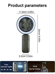 1pc Small Foldable Handle Desktop Fan, 2000Mah Mutifunction Portable Fan, 4 Wind Speed And 3 Gaer Lighting Camping Accessorise For Room School Outdoor Camping Hiking Perfect Cool Tool In Summer, Camping Accessories