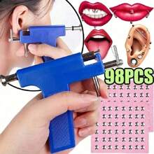 Kit professionale per piercing all'orecchio con 98 pezzi di orecchini e perline - Pistola per piercing all'orecchio riutilizzabile