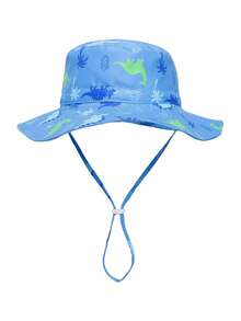 1 pieza Sombrero de cubo con protección solar y estampado de dibujos animados para niños, liviano y transpirable, sombrero de playa, sombrero de cubo para uso diario, gran regalo para niños - Sombrero de pescador estampado - Ver 6