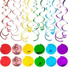 6pcs Rainbow Hanging Spiral Decorations, Colorful Foil Spiral Hanging Ornaments, Spiral Ceiling Decor, Wreaths, Suitable For Birthday, Wedding, Bridal Shower, Carnival Party - Multicolor - View 11