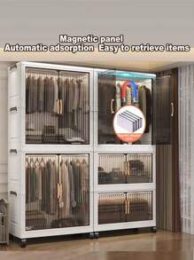 Foldable Wardrobe Clothes Storage Cabinet, Thickened Closet For Home/Bedroom, Easy Installation, Suitable For Children
