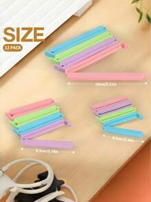 12 piezas - Selladoras de bolsas de alimentos, clips de sellado de bolsas de aperitivos, clips de sellado portátiles de colores aleatorios, abrazadera de sellado de acero inoxidable, clip de sellado de bolsas de aperitivos, adecuado para pinzas de ropa y sellado de bolsas de alimentos y almacenamiento, nueva herramienta de sellado de plástico para accesorios de cocina