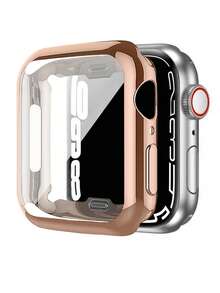 Apple Watch 表壳，黑色/银色/玫瑰金/透明色，适合 38 毫米/40 毫米/41 毫米/42 毫米/44 毫米/45 毫米/46 毫米/49 毫米 Apple Watch，男女时尚设计，柔软 TPU 材质带屏幕保护膜，二合一保护，适用于 Apple Watch Ultra/Series 10/SE/9/8/7/6/5/4