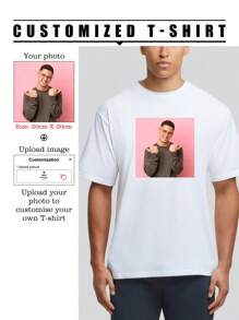 Custom Boyfriend Style Men's Loose Breathable Lightweight Comfortable T Shirt With Graphic Design Using Your Own Photo Sports Tops Short Sleeve Customizable T Shirt For Husband Or Boyfriend. Stylish, Hipster, Fashion, Contracted, Cozy, Easy Costume, Modest Fashion, Minimal Chic, Casual Custom, Unique Christmas Clothes Boyfriend Style Men Ideal Gifts For Him Boyfriend, Family, Friends, Children For Birthdays, For Christmas, For Winter/Autumn, For Vacation/Holiday