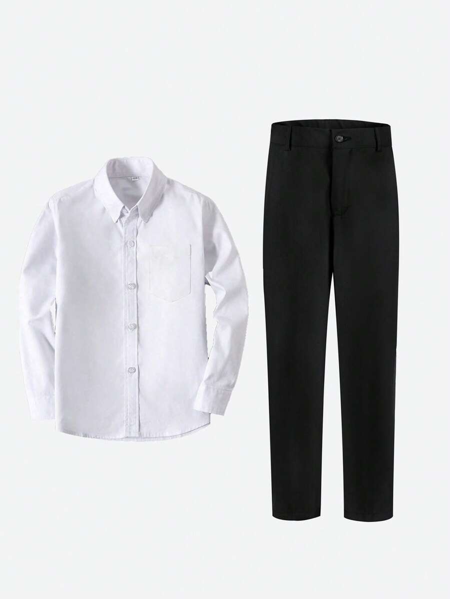 2pcs Boys Suit Set, Toddler Tuxedo Formal Wear, Ring Bearer Wedding Outfit, Wedding Shirt Pants, Kids Formal Suit, Size 6-16 Years