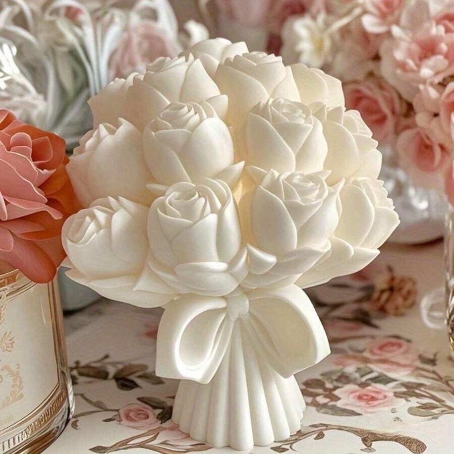 1 件大玫瑰花束硅胶模具，3D 玫瑰花束硅胶模具，用于蜡烛和肥皂制作 - 具有复杂花瓣设计的花卉工艺工具，可重复使用的家居和婚礼装饰，高品质硅胶，蜡烛模具硅胶，情人节礼物，浪漫氛围感，树脂铸造硅胶模具，树脂铸造模具工艺用品 3D 模具硅胶模具 - zl-637 - 查看 1