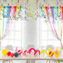 6pcs Rainbow Hanging Spiral Decorations, Colorful Foil Spiral Hanging Ornaments, Spiral Ceiling Decor, Wreaths, Suitable For Birthday, Wedding, Bridal Shower, Carnival Party - Multicolor - View 3