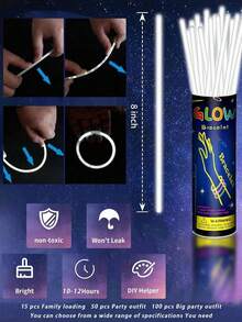 Dây đèn huỳnh quang màu trắng 15/50/100 bóng. Đây là loại đèn có thể phát sáng trong bóng tối và được sử dụng để trang trí. Thời gian chiếu sáng liên tục của chúng dao động từ 8 đến 12 giờ và chúng có thể phát ra ánh sáng. - trắng - Xem 2