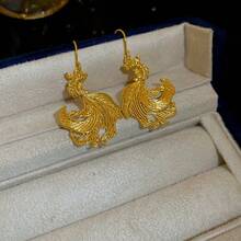 Andkiss 1 Pair New Chinese Style Fashionable Metal Koi Fish Ear Hooks - Gold - View 2