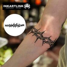 INKARTLINK - Revolutionary Tattoo Technology, Semi-Permanent Tattoos, Thorn Arm Band, Realistic Tattoos, Heart Tattoos, Temporary Tattoos, Waterproof, Authentic Tattoo Appearance, Niche Design Tattoos, Juice Tattoos, Plant Tattoos - Black - View 3