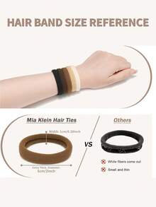 100 条/包彩色加厚 5 厘米弹性发带，适合浓密、厚实的头发，女士和女孩的无缝发饰，中性色马尾辫固定器发圈 - 彩色 - 查看 3