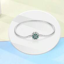 tiantianxue 1pc Silver-Plated Zirconia Four-Leaf Clover & Bracelet, ZirconiaSuitable For DIY Women's Jewelry, Exquisite For Daily Matching Accessories