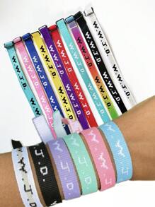 Set de 1/2/4 piezas Pulsera WWJD, Correa manual de colores aleatorios ¿Qué haría Jesús? Pulseras trenzadas hechas a mano bordadas, joyería cristiana inspiradora, muñequera deportiva unisex