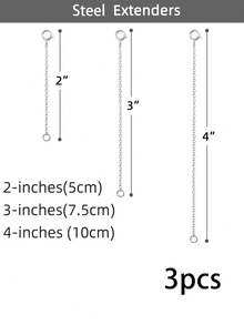 3/90 件女士不锈钢项链延长链 耐用坚固可拆卸项链手链脚链延长饰品制作链