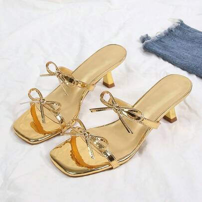 أحذية كعب عالي رسمية للنساء للأعياد والحفلات، تصميم فيونكة باللون البرغندي