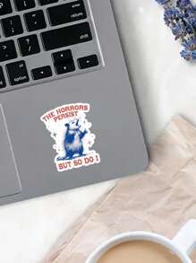 1/3pcs "THE HORRORS PERSIST, BUT SO DO I" Humorous And Satirical Stickers, Cartoon Animal Patterns Vividly Express Positive Attitudes, Suitable For Laptop, Water Bottle, Journal, Guitars, Helmets, Skateboards, Luggage, Water Bottle, And Other Fun Mental Health Stickers