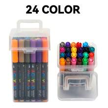 12/24/36/48/60/80 colores Juegos de rotuladores de punta blanda de acrílico líquido directo profesionales con gran capacidad de relleno como regalo de Navidad para madera, rocas, calabazas, tela, vidrio, plástico, cerámica, manualidades, Pascua, grafiti, creación artística, que no se desvanece en papel, de vuelta al colegio - Negro - Ver 10