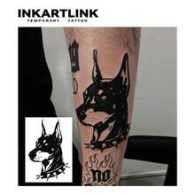 INKARTLINK 宠物临时纹身 | 草本果汁配方狗纹身 | 革命性的 15 天技术 | 逼真的半永久防水防汗 | 1-2 周自然脱落假纹身小工具 | 可爱的宠物主人个人身体装饰 - 黑色 - 查看 4