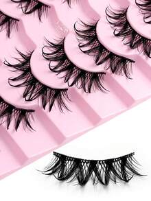 Sibeuna 7 Pairs New Wet Look Cartoon False Eyelashes, Natural Lightweight Crossed Lashes For Demon Anime Character Cosplay, Dramatic Eyelash Extension Makeup Tools - Spiky Manga Lashes - View 6