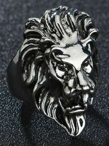 1pc Men's Punk Style Animal Alligator Wolf Lion Owl Vintage Ring, Gift Ideas