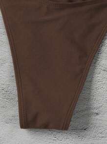 Costume da bagno bikini sexy da donna con lacci di Polovedo, colore unito