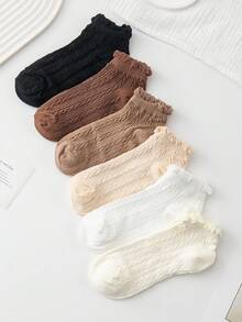 1/5双可爱蕾丝边短袜，甜美洛丽塔风格，春季 - 彩色 - 查看 2