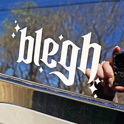 1 Pc Blegh Sparkles Bumper Sticker Decal For Car Truck, Waterproof Vinyl Rear Window Windshield Mirror Decal For Goth Metal Head - Easy To Apply