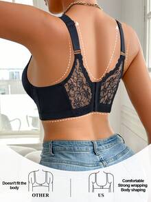 黑色性感蕾丝文胸，女士聚拢文胸，舒适防下垂文胸