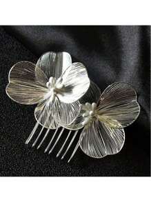 1 pieza Peineta de flores vintage de lujo con accesorio de boda, accesorio de boda con alambre de oro tejido a mano, peinetas, peinetas para el cabello, peinetas laterales, accesorios para el cabello, artículos escolares, otoño
